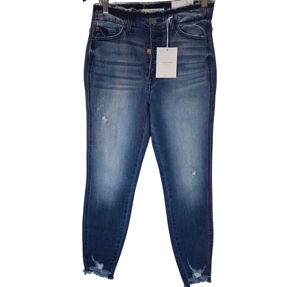 KanCan High Rise Skinny Jeans ‎ Raw Hem Button Fly NWT Sz 9/28